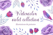 Watercolor violet collection