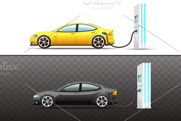 Vector electric car in Illustrations - product preview 1