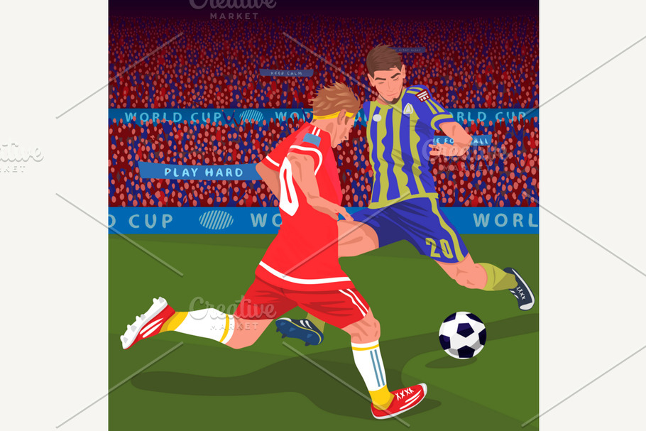 Football players fighting for ball in Illustrations - product preview 8