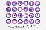 Galaxy Watercolor Social Media Icons