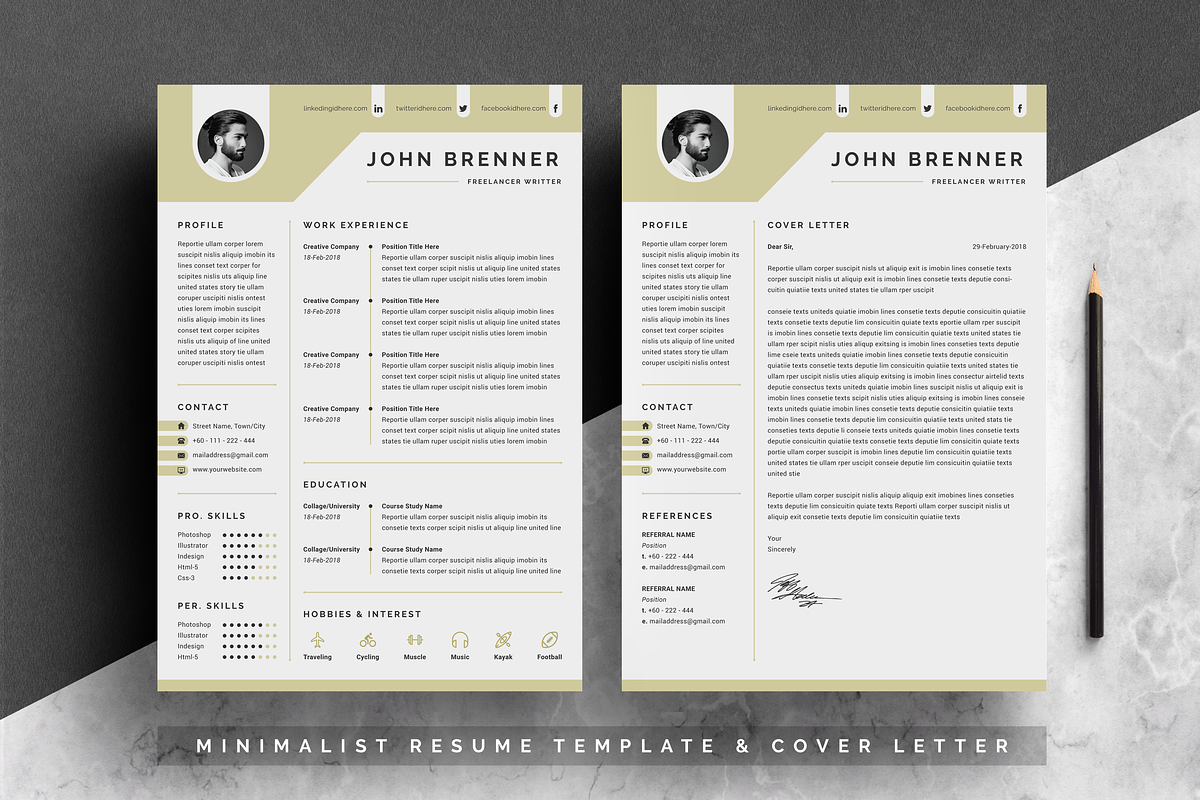 Minimal Resume Template 2 Pages in Resume Templates - product preview 8