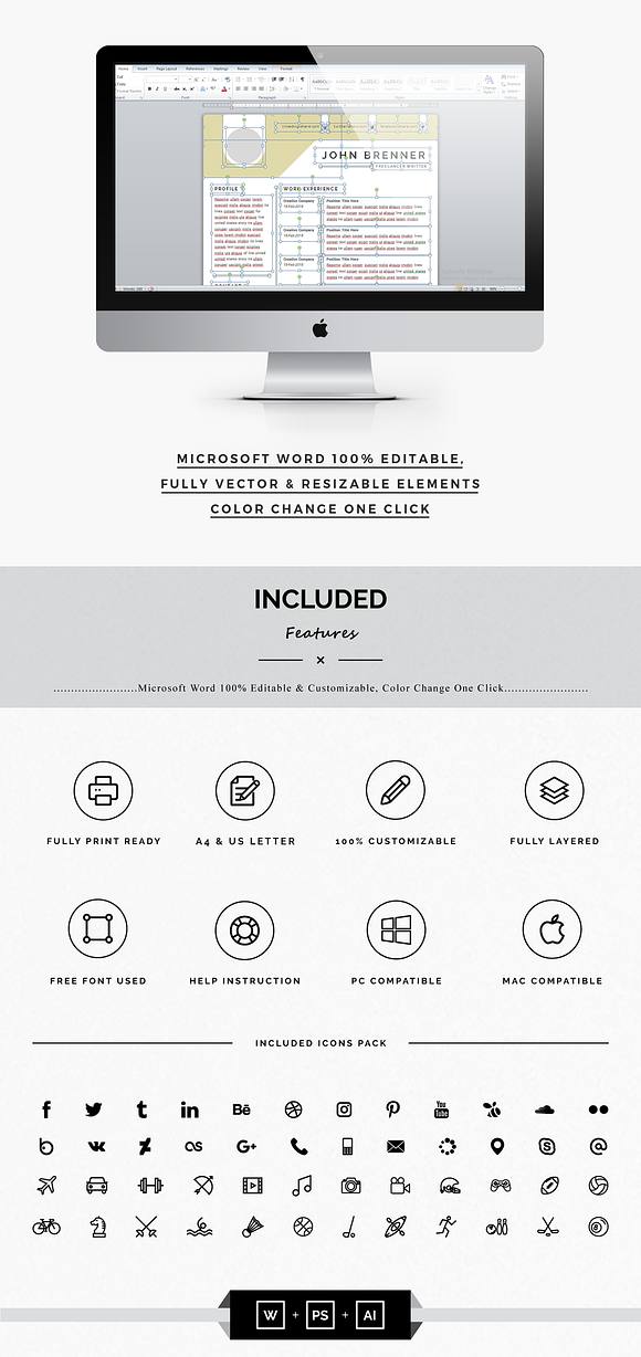 Minimal Resume Template 2 Pages in Resume Templates - product preview 1