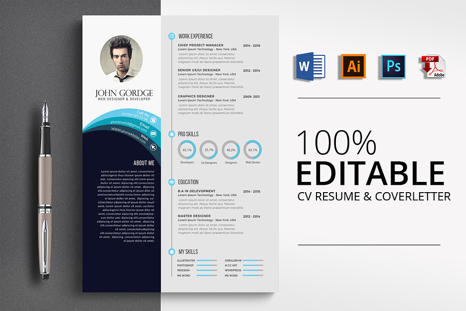 Stylish Word Resume CV in Resume Templates - product preview 8