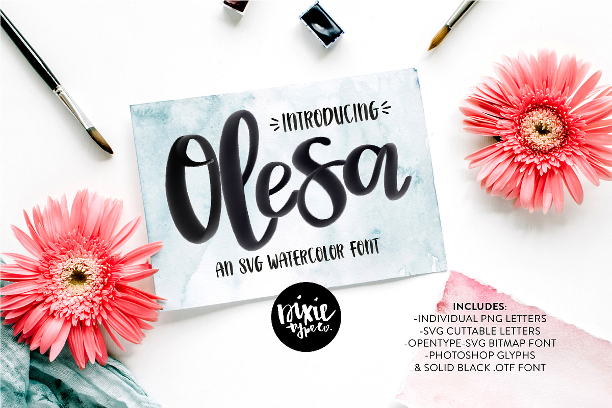 Olesa Watercolor OpenType SVG Font in Script Fonts - product preview 8