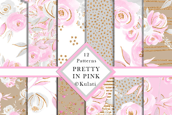 Pink and Grey Floral Patterns