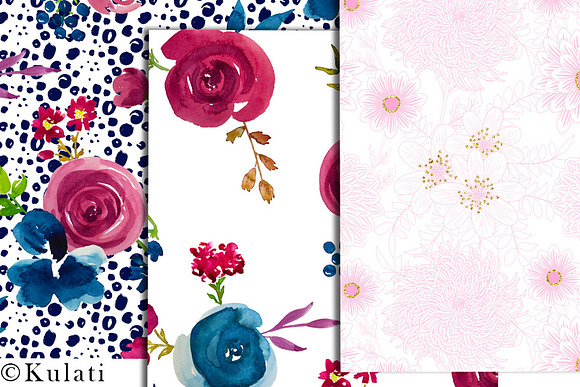 Burgundy Mauve Blue Floral Patterns in Patterns - product preview 1