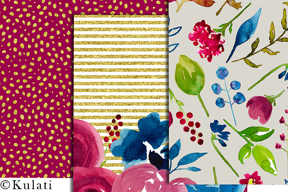 Burgundy Mauve Blue Floral Patterns in Patterns - product preview 3