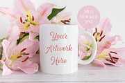 Pink Lilies Mug Mockup