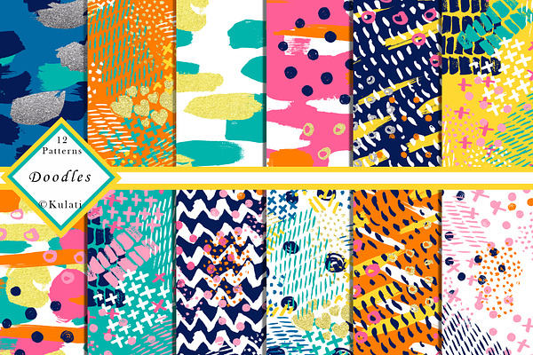 Abstract Colorful Doodle Patterns