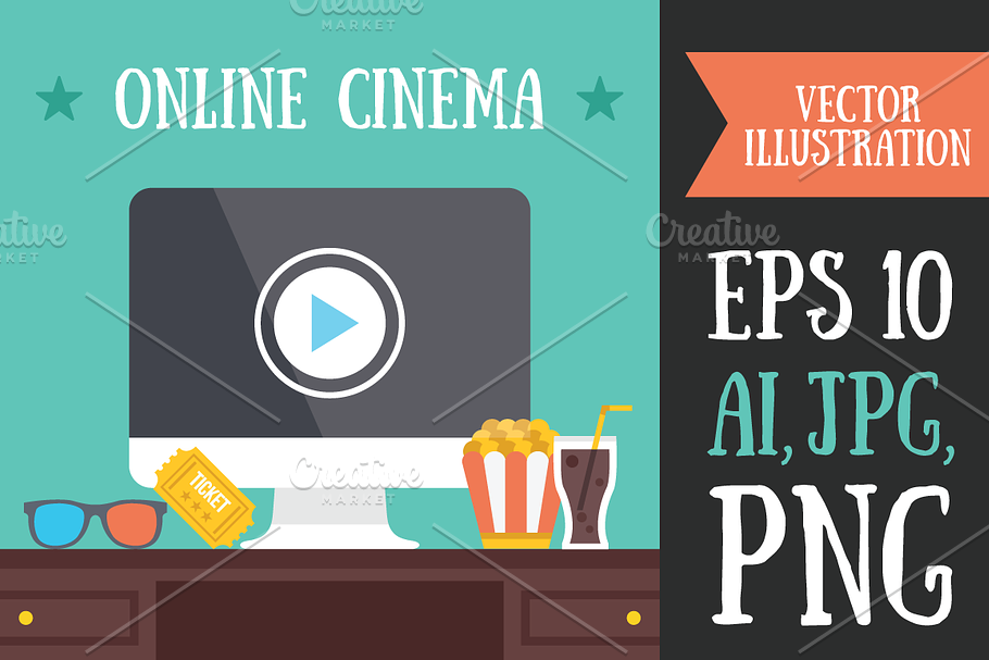 Online Cinema in Illustrations - product preview 8