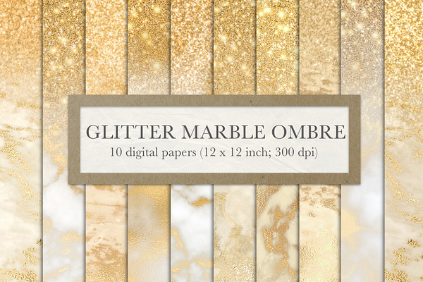 Gold glitter marble ombre
