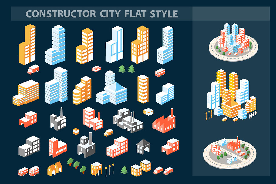 Vector Bundle City of isometric in Illustrations - product preview 8