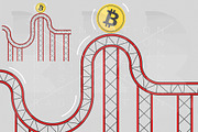 Bitcoin coin on roller coaster