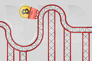 Bitcoin coin on roller coaster fluct