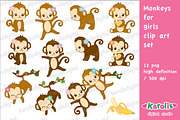 Monkeys for girls / clip art set