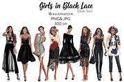 Girls in Black Lace - Dark Skin