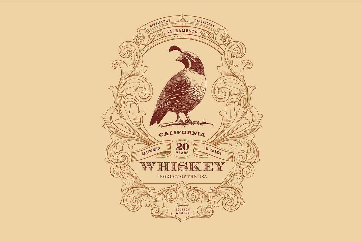 Whiskey Label Template - Quail in Logo Templates - product preview 8
