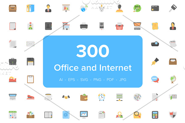 300 Office and Internet Flat Icons