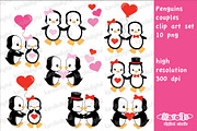 Penguins love / clip art set