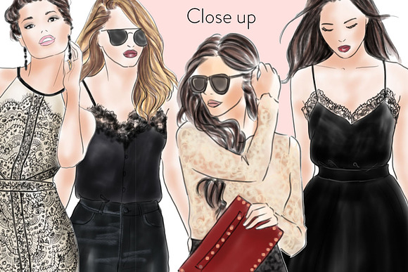 Girls in Black Lace - Light Skin in Illustrations - product preview 2