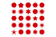 Red star burst shapes