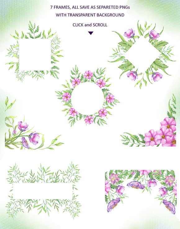 Watercolor Pink Flowers in Illustrations - product preview 1