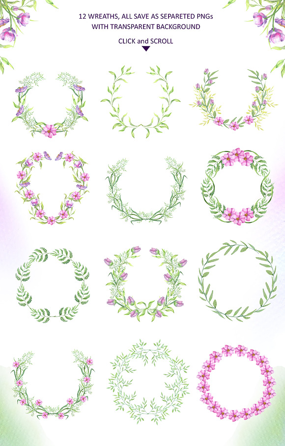 Watercolor Pink Flowers in Illustrations - product preview 3