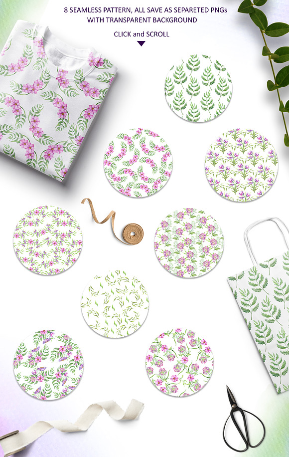 Watercolor Pink Flowers in Illustrations - product preview 4