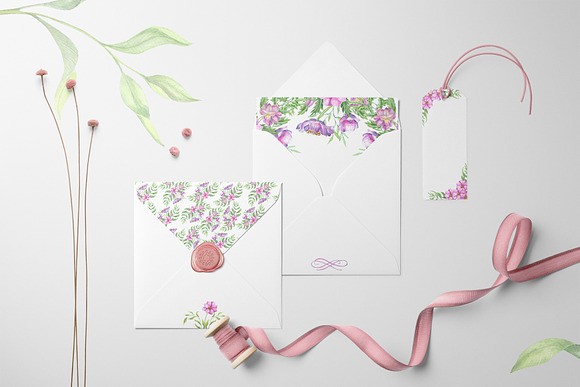 Watercolor Pink Flowers in Illustrations - product preview 5