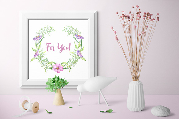 Watercolor Pink Flowers in Illustrations - product preview 6