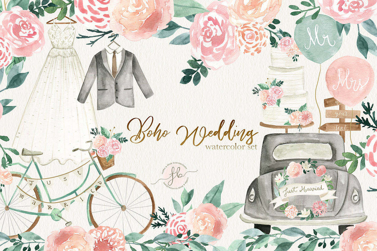 Boho Wedding in Illustrations - product preview 8