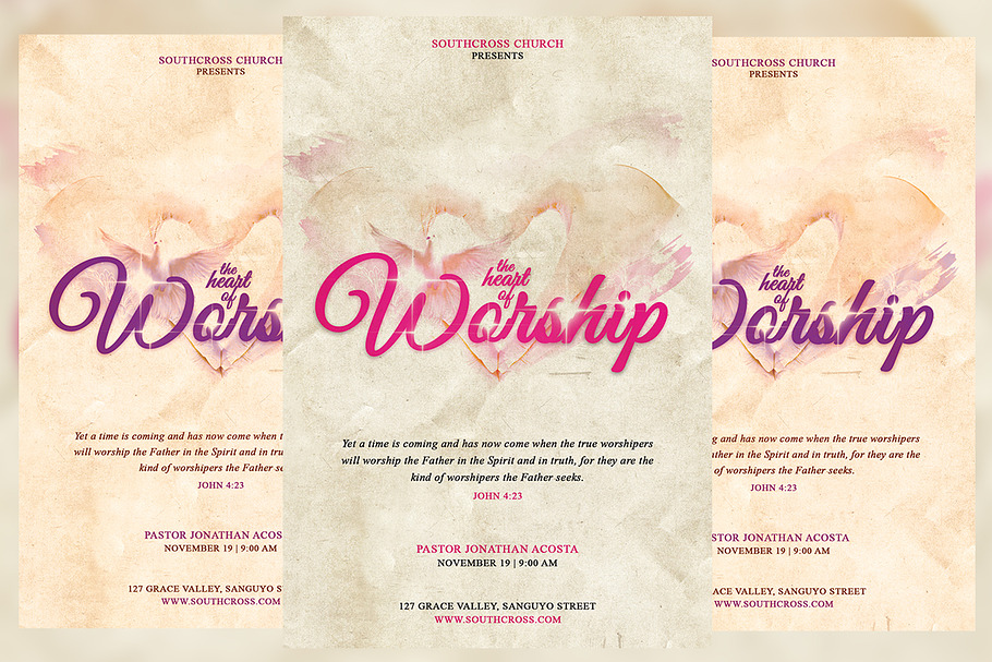The Heart of Worship Church Flyer