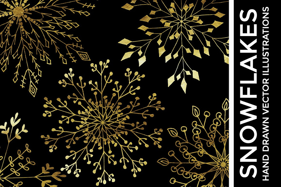 Gold Foil Vector Snowflake Clipart