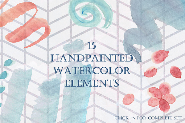 15 Watercolor Scribbles / Elements