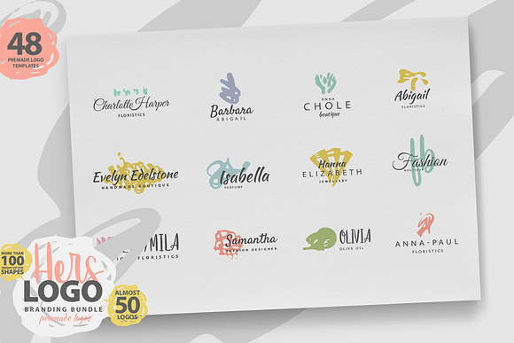 HERS LOGO BUNDLE (50 premade logos) in Logo Templates - product preview 1