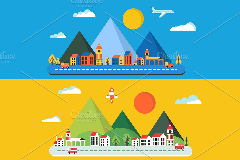 Urban flat landscape in Illustrations - product preview 8