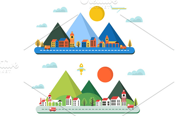 Urban flat landscape in Illustrations - product preview 1