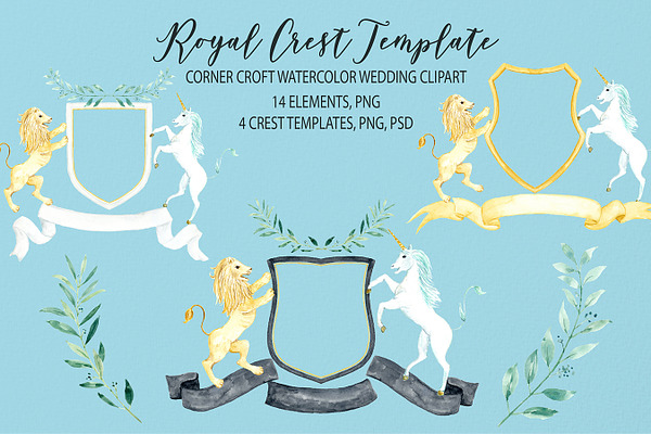 Watercolor Royal Crest Template
