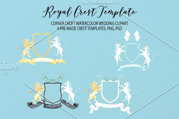 Watercolor Royal Crest Template in Wedding Templates - product preview 2