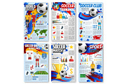Soccer sport game infographic with football match