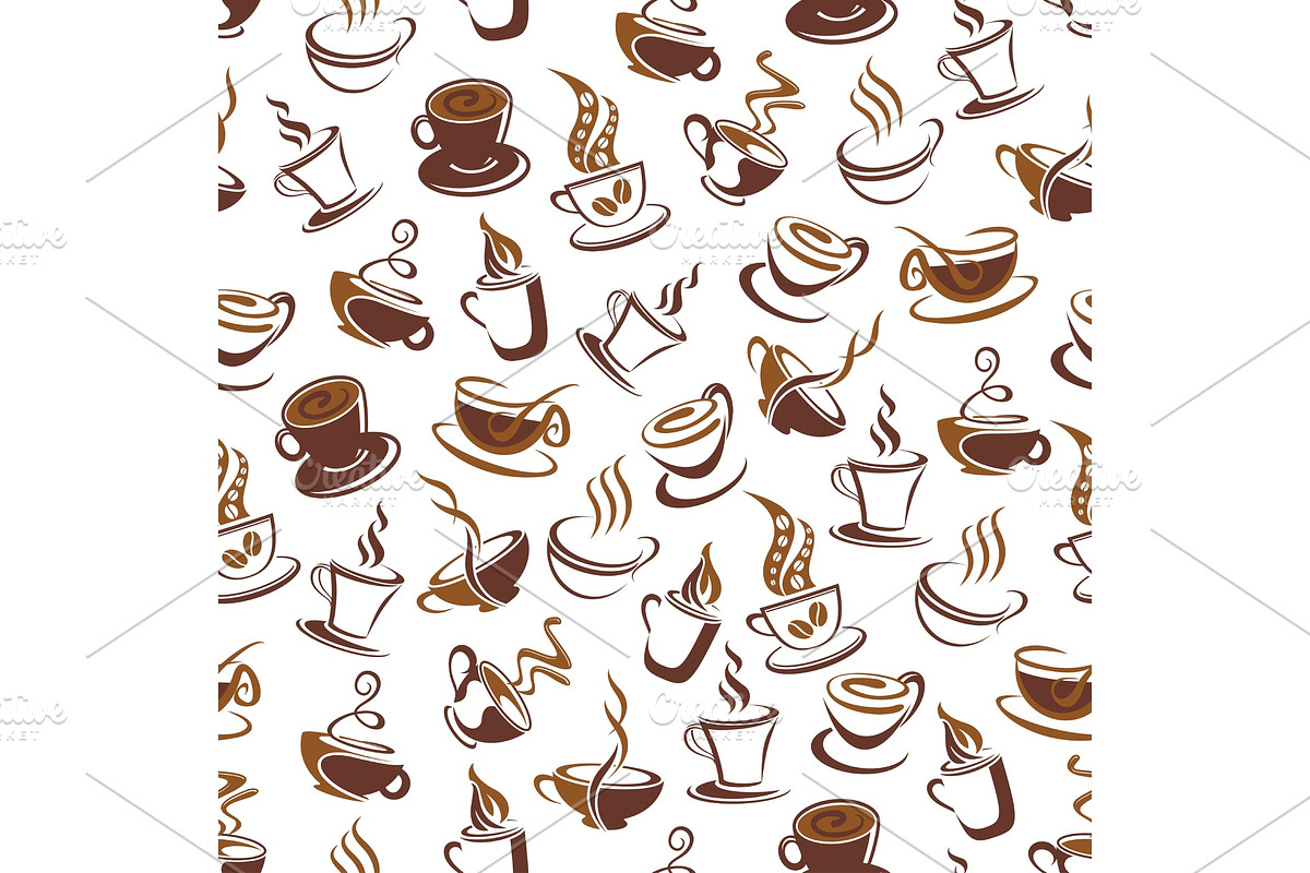 Coffee cup with bean seamless pattern background in Illustrations - product preview 8