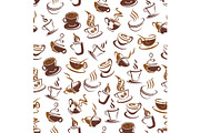 Coffee cup with bean seamless pattern background