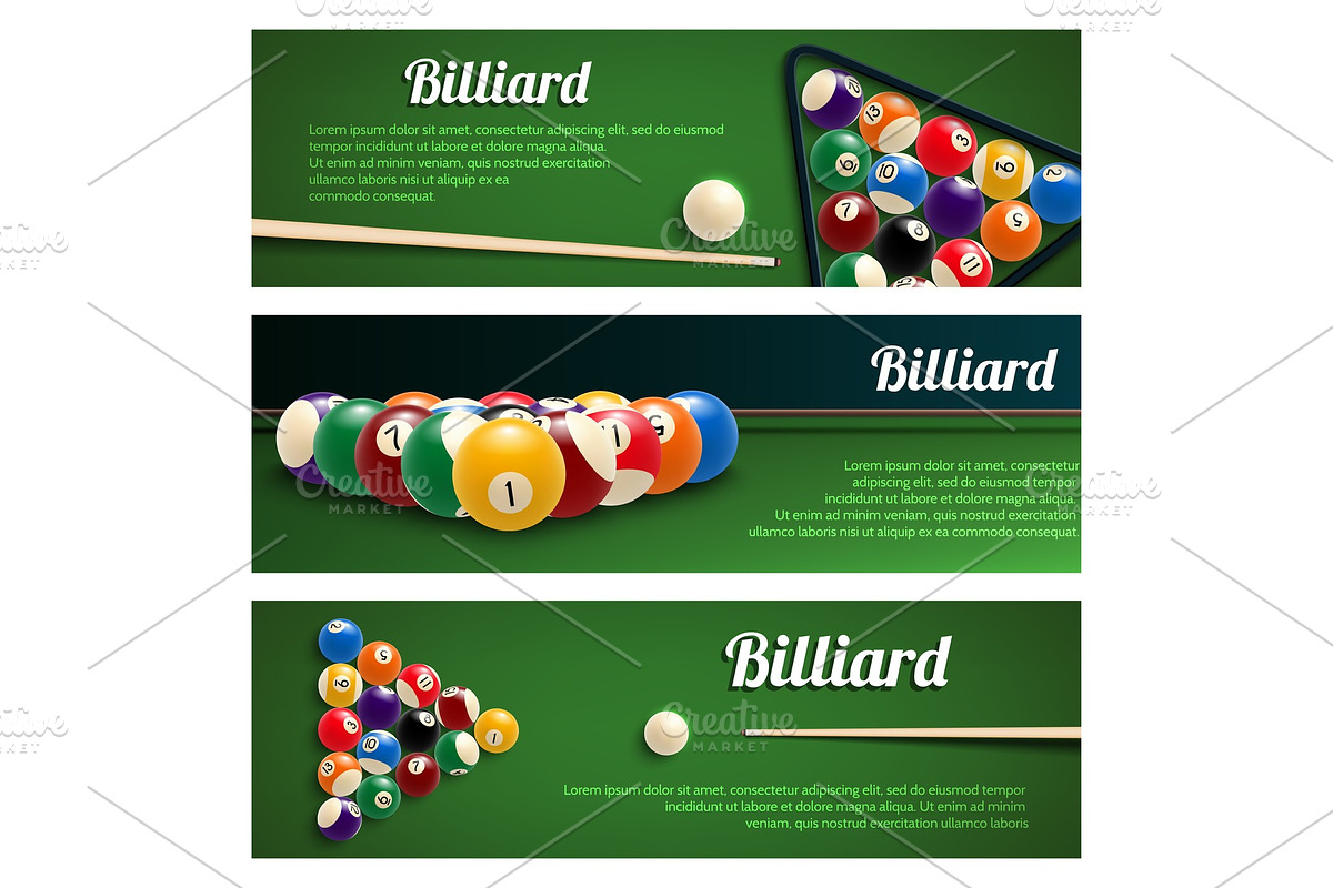 Billiards sport banner for snooker and pool design in Illustrations - product preview 8