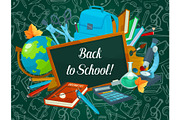 Back to School vector chalkboard pattern poster