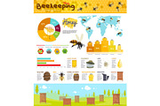 Beekeeping and honey production infographic
