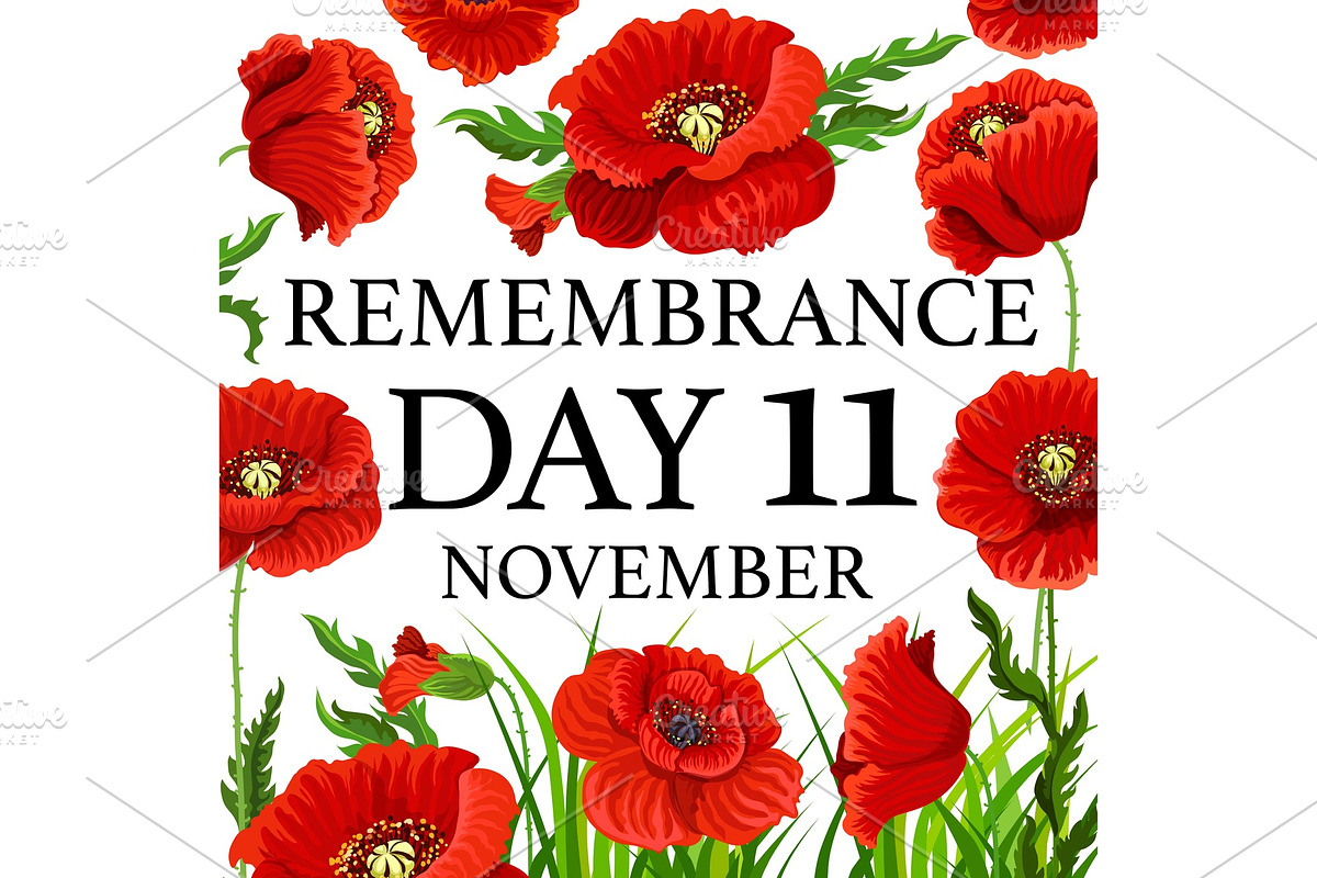 11 November poppy remembrance day vector card in Illustrations - product preview 8