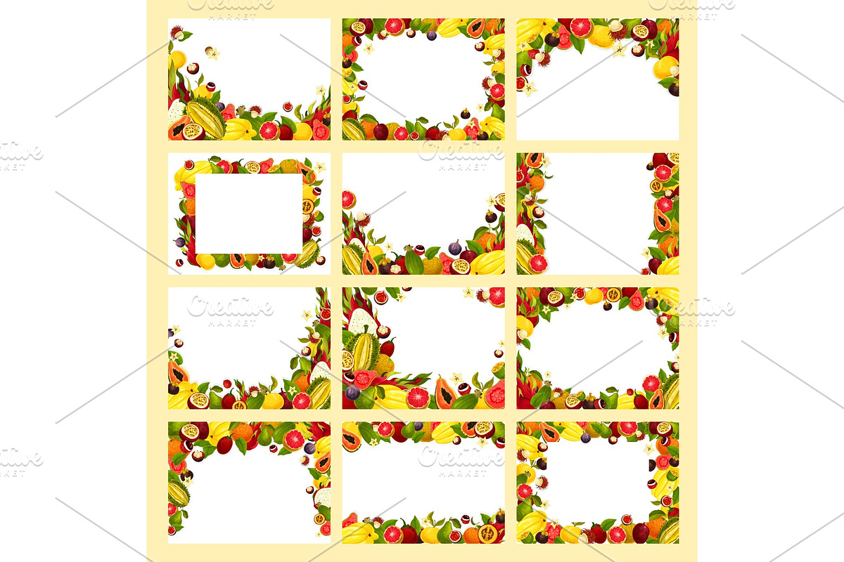 Fruit frame with fresh exotic and tropical berry in Illustrations - product preview 8