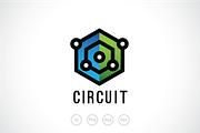 Hexagon Circuit Logo Template