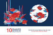 10 Japan Seamless floral pattern set