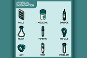 Artificial insemination icon set